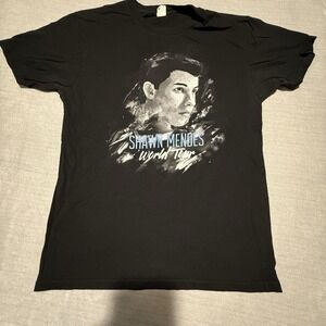 Shawn Mendes World Tour T-Shirt Black Graphic Tee Concert Merch 2016-2017 Medium